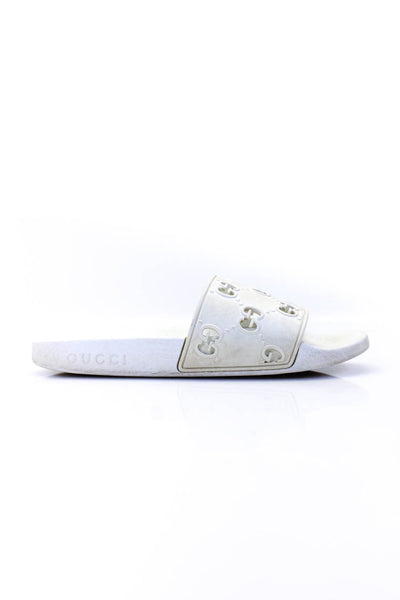 Gucci Womens Guccissima Slide On Pool Sandals White Size 5