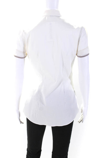 Brunello Cucinelli Womens Cotton Short Sleeve Button Down Shirt White Size XS