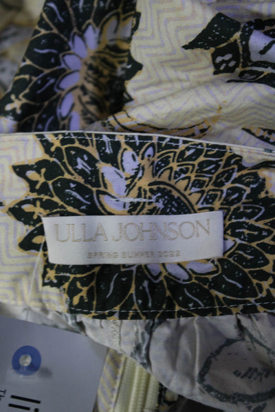 Ulla Johnson Womens Cotton Floral Print Tie Waist High Rise Shorts Yellow Size 0