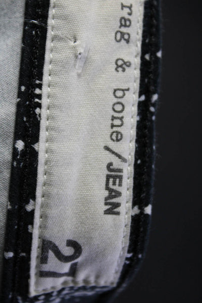 Rag & Bone Womens Cotton Stretch Printed Mid RIse Slim Cut Pants Black Size 27