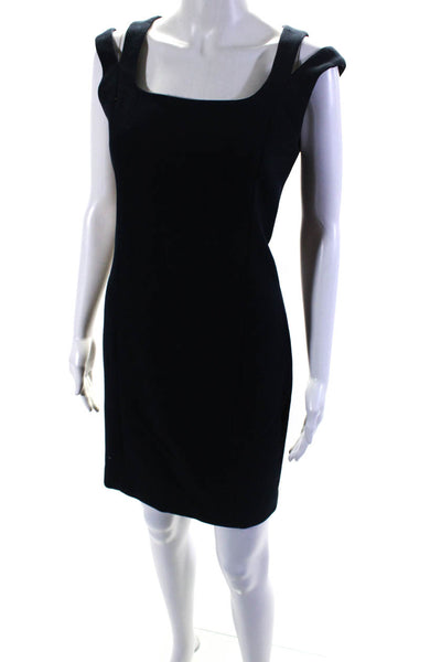 Michael Michael Kors Womens Woven Scoop Neck Sleeveless Sheath Dress Navy Size 4