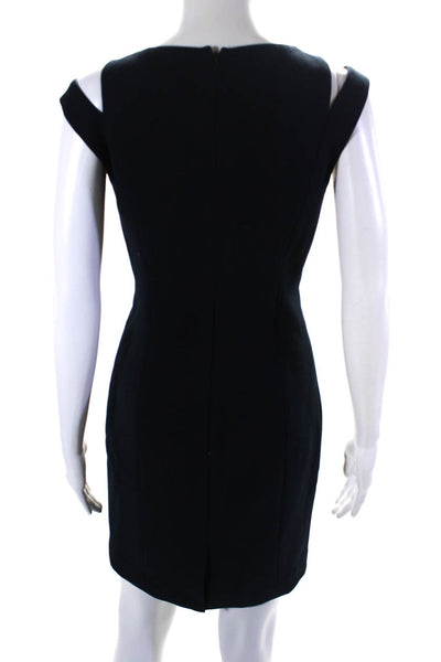 Michael Michael Kors Womens Woven Scoop Neck Sleeveless Sheath Dress Navy Size 4