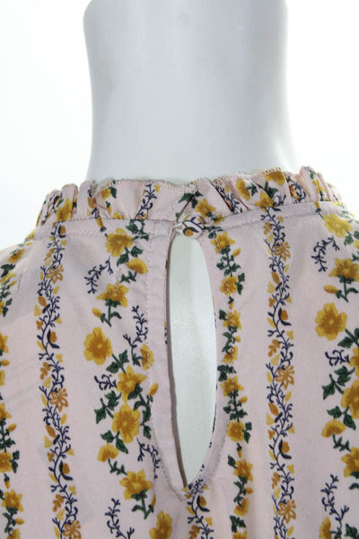 Moon River Womens Sunflower Print Mock Neck Sleeveless Tiered Dress Pink Size L
