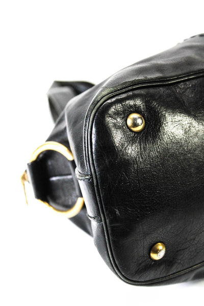 Yves Saint Laurent Womens Leather Zip Up Gold Tone Hardware Muse II Satchel Bag