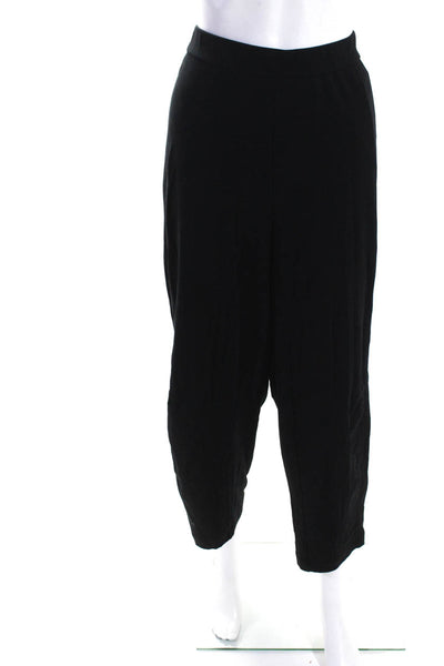 Eileen Fisher Womens Elastic Waistband High Rise Straight Pants Black Size Large