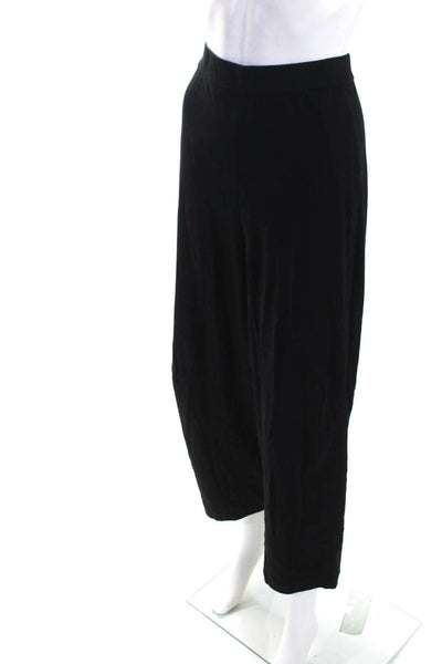 Eileen Fisher Womens Elastic Waistband High Rise Straight Pants Black Size Large