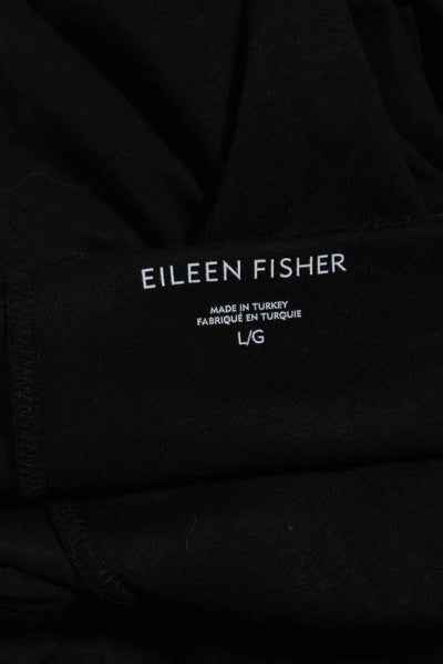 Eileen Fisher Womens Elastic Waistband High Rise Straight Pants Black Size Large