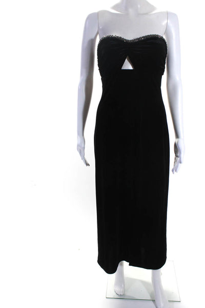 BTB Los Angeles Womens Velvet Crystal Trim Sweetheart Neck Dress Black Size XS