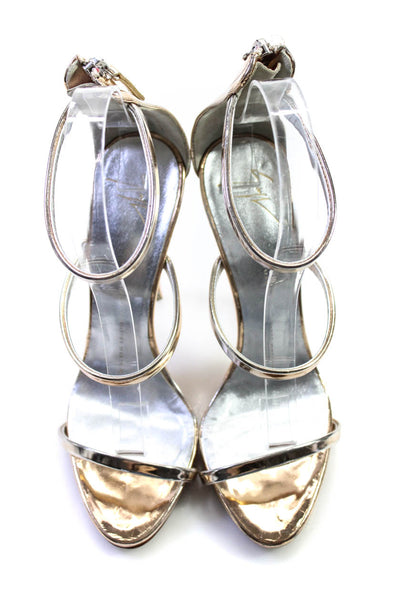 Giuseppe Zanotti Design Womens Metallic Strappy High Heels Sandals Gold Size 8