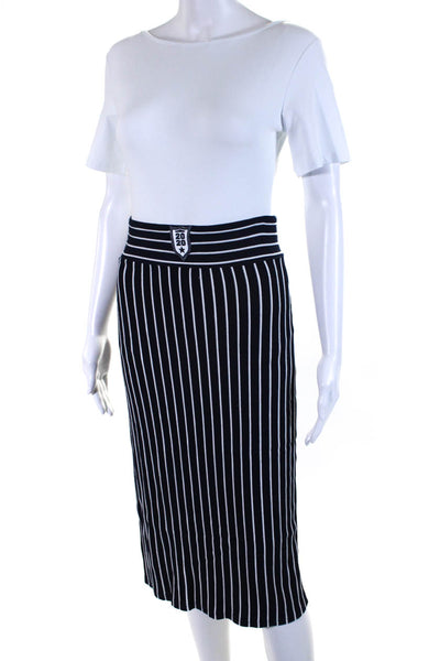 Agnes B Womens Striped Knee Length Straight Pencil Skirt Blue White Size 1