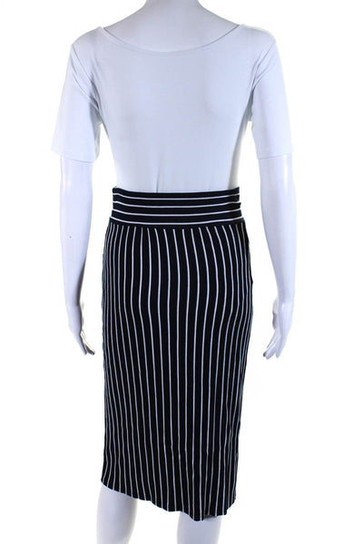 Agnes B Womens Striped Knee Length Straight Pencil Skirt Blue White Size 1