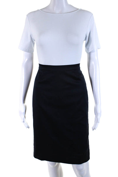 Agnes B Womens Cotton Knee Length A Line Straight Pencil Skirt Navy Size 36