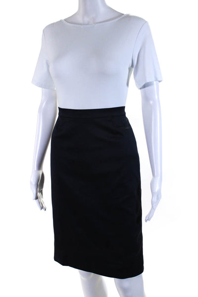 Agnes B Womens Cotton Knee Length A Line Straight Pencil Skirt Navy Size 36