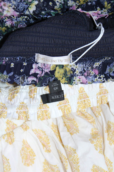 J Crew Were All Pretty Girl Womens White Floral Ruffle Skirt Size XS M Lot 2