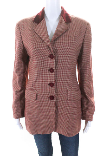 Barneys New York Womens Cashmere Velvet Collared Blazer Jacket Red Size 42 8