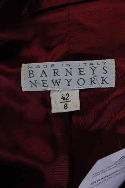 Barneys New York Womens Cashmere Velvet Collared Blazer Jacket Red Size 42 8