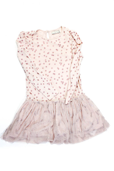 Stella McCartney Kids Girl Cotton Star Print Long Sleeve Tutu Dress Pink Size 10