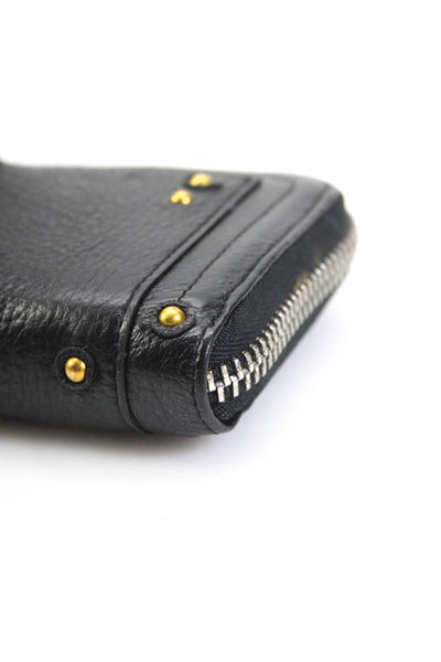 Chloe Womens Zip Around Grain Leather Logo Lock Continental Wallet Black