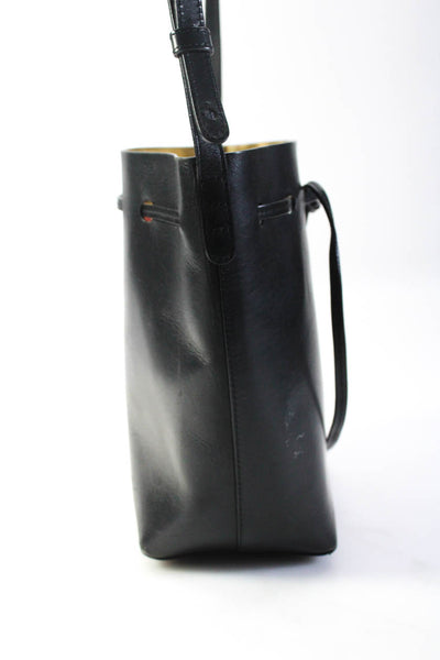 Mansur Gavriel Womens Adjustable Strap Drawstring Handbag Black Leather