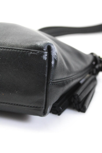 Coach Womens Single Strap Zip Top Logo Small Shoulder Handbag Black Leather