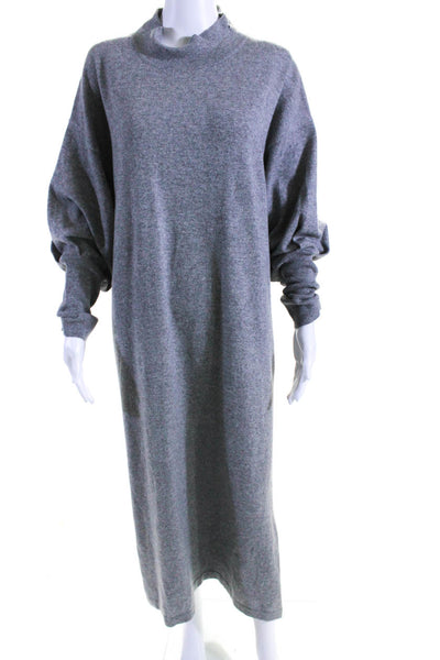 Fabiana Filippi Womens Wool Knit Long Sleeve Split Hem Sweater Dress Gray Size M