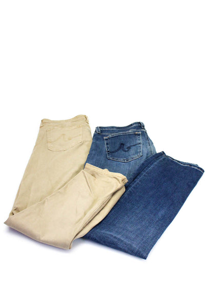 AG-ED Denim AG Womens Cigarette Leg Prima Cropped Jeans Blue Tan Size 28 Lot 2