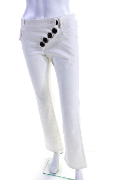Chloe Womens Cotton Asymmetric Button Fly Bootcut Jeans Cream Size 34