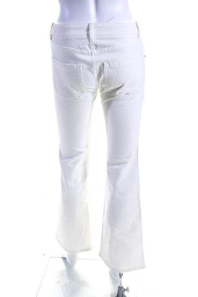 Chloe Womens Cotton Asymmetric Button Fly Bootcut Jeans Cream Size 34