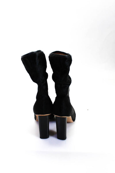 IRO Womens Pointed Toe Pony Hair Block Heel Ankle Boots Black Size 41 11