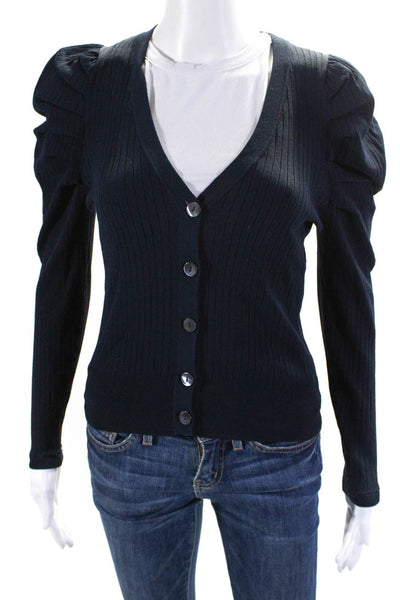 Autumn Cashmere Womens V Neck Cardigan Sweater Navy Blue Size Small