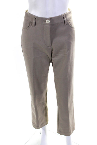 Arket Womens Cotton Buttoned Zipped Straight Leg Trousers Beige Size EUR38