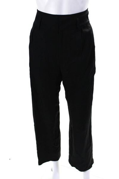 AYR Womens Silk Hook & Eye Zipped Flat Front Tapered Dress Pants Black Size 4