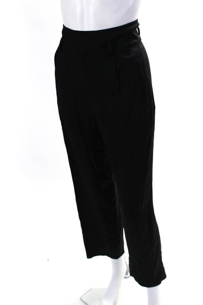 AYR Womens Silk Hook & Eye Zipped Flat Front Tapered Dress Pants Black Size 4