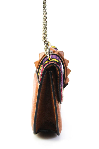 Valentino Garavani Womens Grain Leather Glam Lock Shoulder Handbag Brown Purple