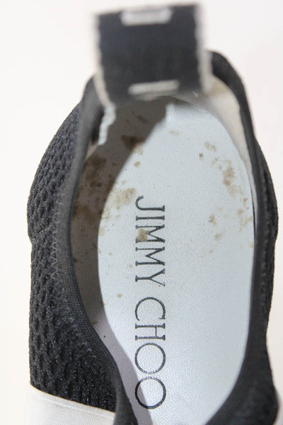 Jimmy Choo Womens Slip On Back Logo Single Strap Sneakers Black White Suede 38.5