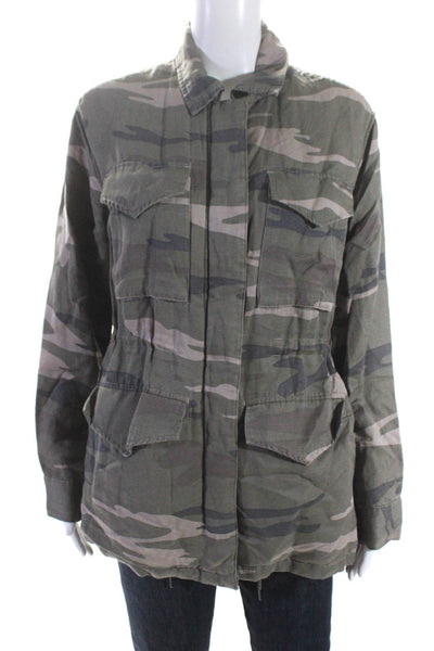 Rails Womens Camouflage Print Full Zip Lined Drawstring Jacket Green Size M