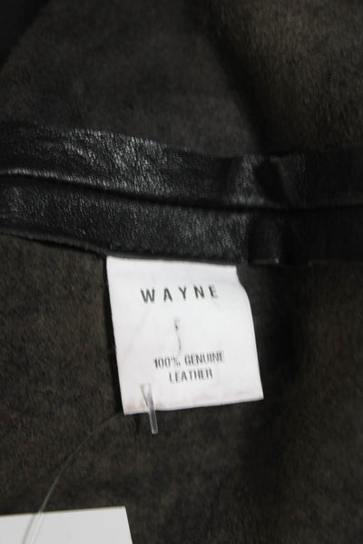 Wayne Womens leather Elastic Waist Shirts Black Size M