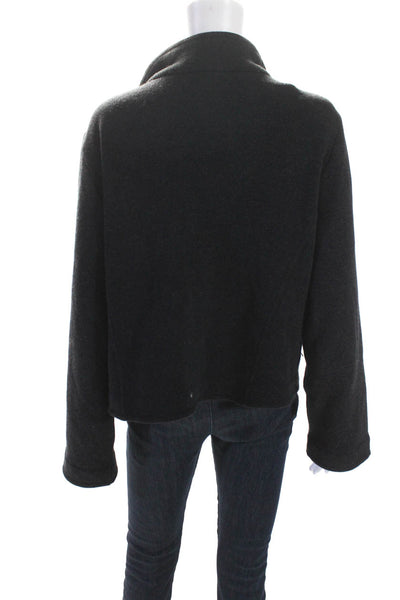 Eileen Fisher Womens Wool Blend High Neck Long Sleeve Zip Up Jacket Gray Size XL