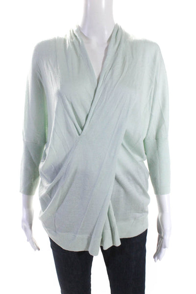 Derek Lam Womens Surplice Dolman Sleeve Sweater Light Green Cashmere Size Medium