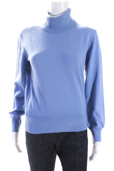 Escada Womens Thin Knit Turtleneck Pullover Sweater Blue Wool Size IT 34