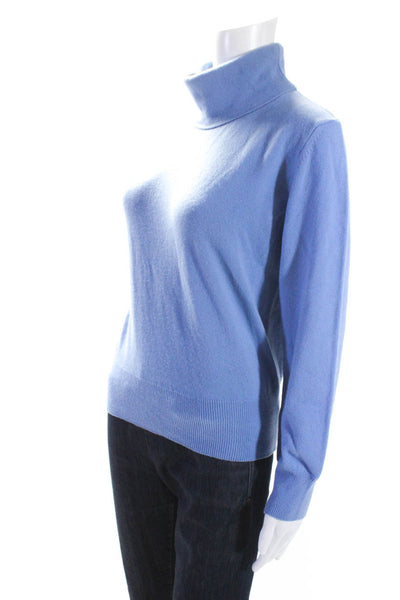 Escada Womens Thin Knit Turtleneck Pullover Sweater Blue Wool Size IT 34