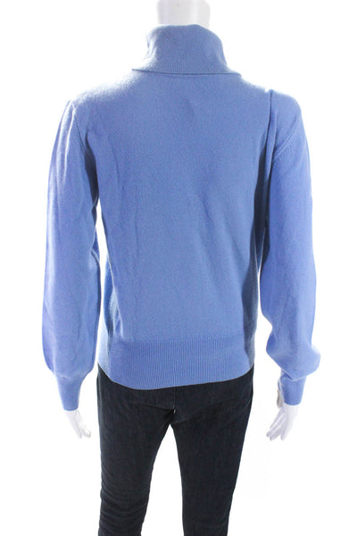 Escada Womens Thin Knit Turtleneck Pullover Sweater Blue Wool Size IT 34