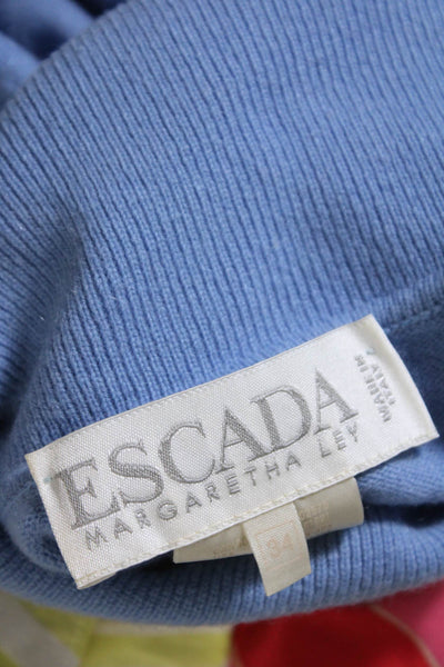 Escada Womens Thin Knit Turtleneck Pullover Sweater Blue Wool Size IT 34