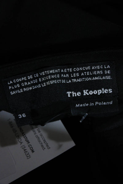 The Kooples Womens Wool Flat Front Textured Straight Leg Slacks Black Size 36