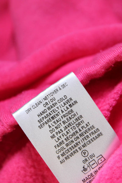 Alice + Olivia Womens Cropped Fleece Drawstring Crew Neck Sweatshirt Hot Pink XS