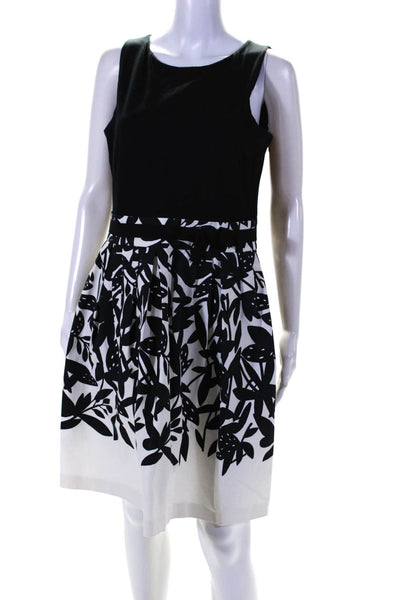 Paule Ka Womens Side Zip Sleeveless Scoop Neck Floral Dress White Black IT 44