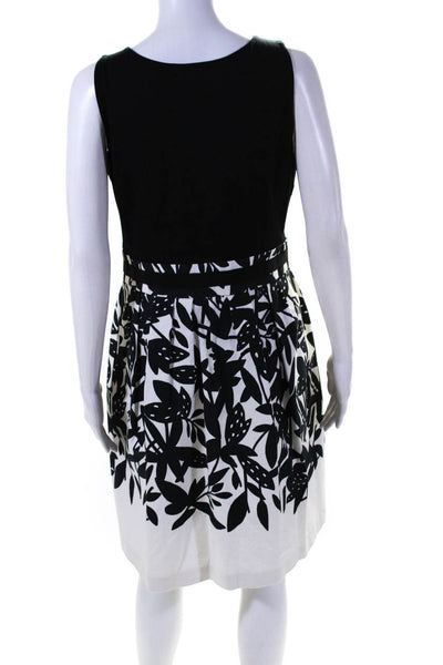 Paule Ka Womens Side Zip Sleeveless Scoop Neck Floral Dress White Black IT 44