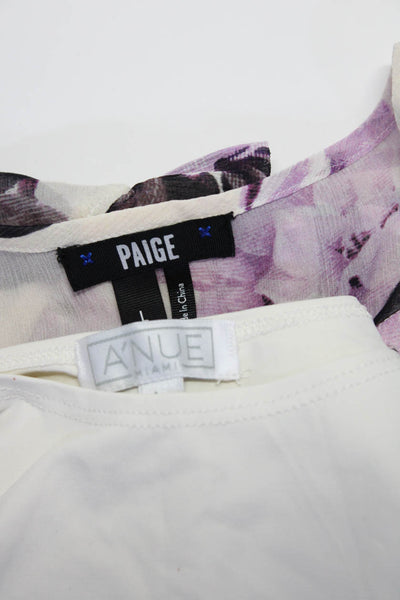 A Nue Miami Paige Womens Tank Top Floral Blouse White Purple Size Large Lot 2