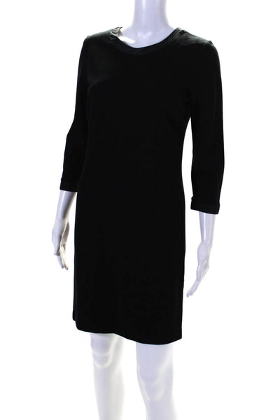 Helene Berman Womens Round Neck Long Sleeve Knee Length Dress Black Size M