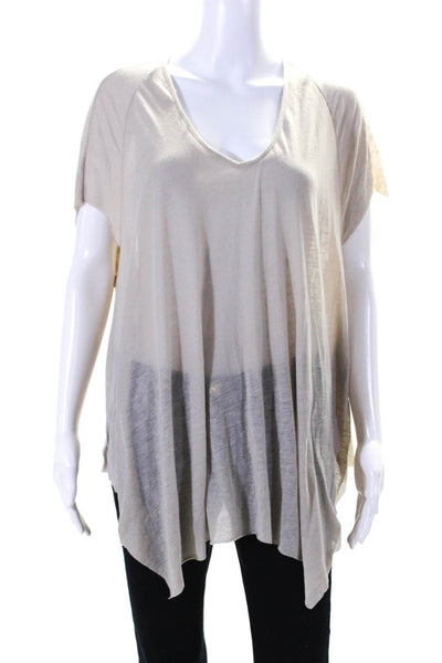 Helmut Lang Womens Cotton Jersey Knit Asymmetrical Hem Blouse Top Gray Size M